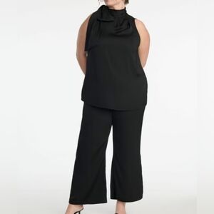 Eloquii Outfit-Sleeveless Mock Neck Tie Top Amd Pant